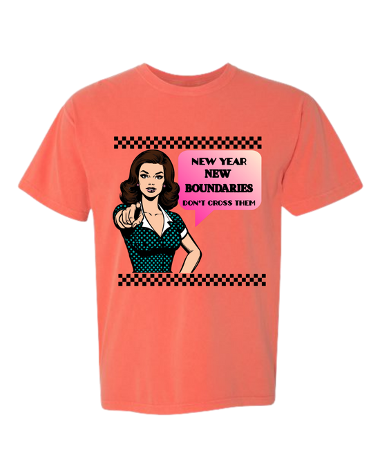 New Year New Boundaries - Comfort Colors - Heavyweight Unisex Tee - Yellows, Oranges, Reds