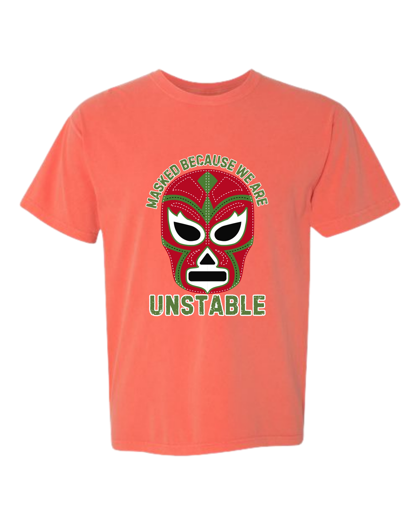 Masked Because We Are Unstable - Comfort Colors - Heavyweight Unisex Tee - Yellows, Oranges, Reds