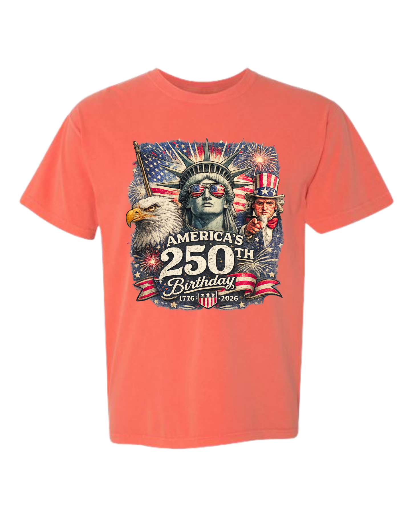 America's 250th Birthday - Comfort Colors - Heavyweight Unisex Tee - Yellows, Oranges, Reds