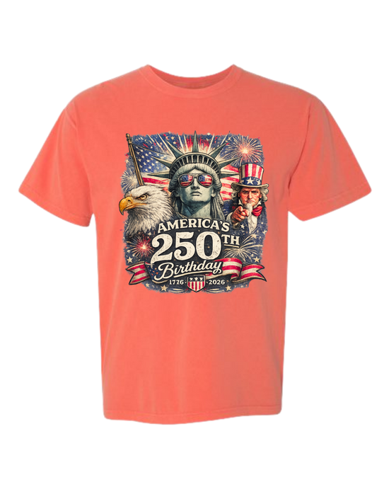 America's 250th Birthday - Comfort Colors - Heavyweight Unisex Tee - Yellows, Oranges, Reds