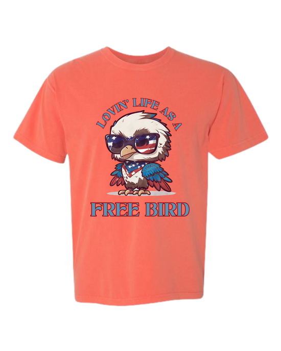Lovin' Life as a Free Bird - Comfort Colors - Heavyweight Unisex Tee - Yellows, Oranges, Reds