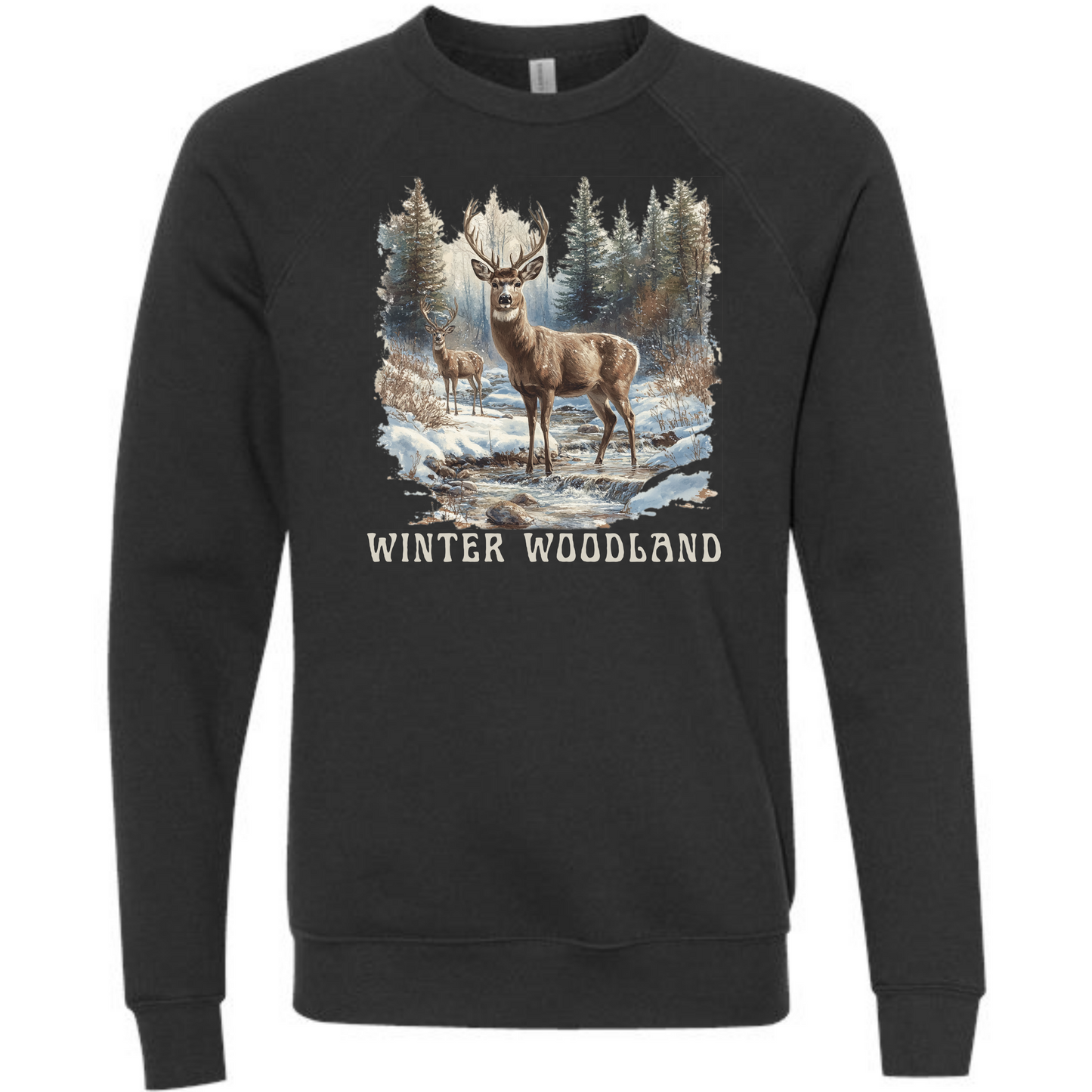 Winter Woodland - Sponge Fleece Raglan Sweatshirt - Greens, Neutrals