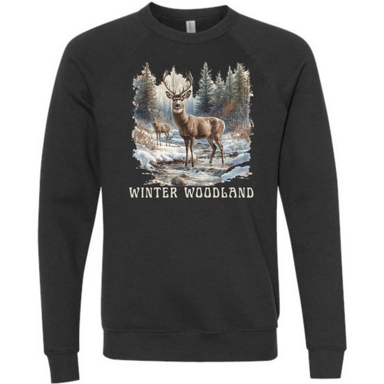 Winter Woodland - Sponge Fleece Raglan Sweatshirt - Greens, Neutrals