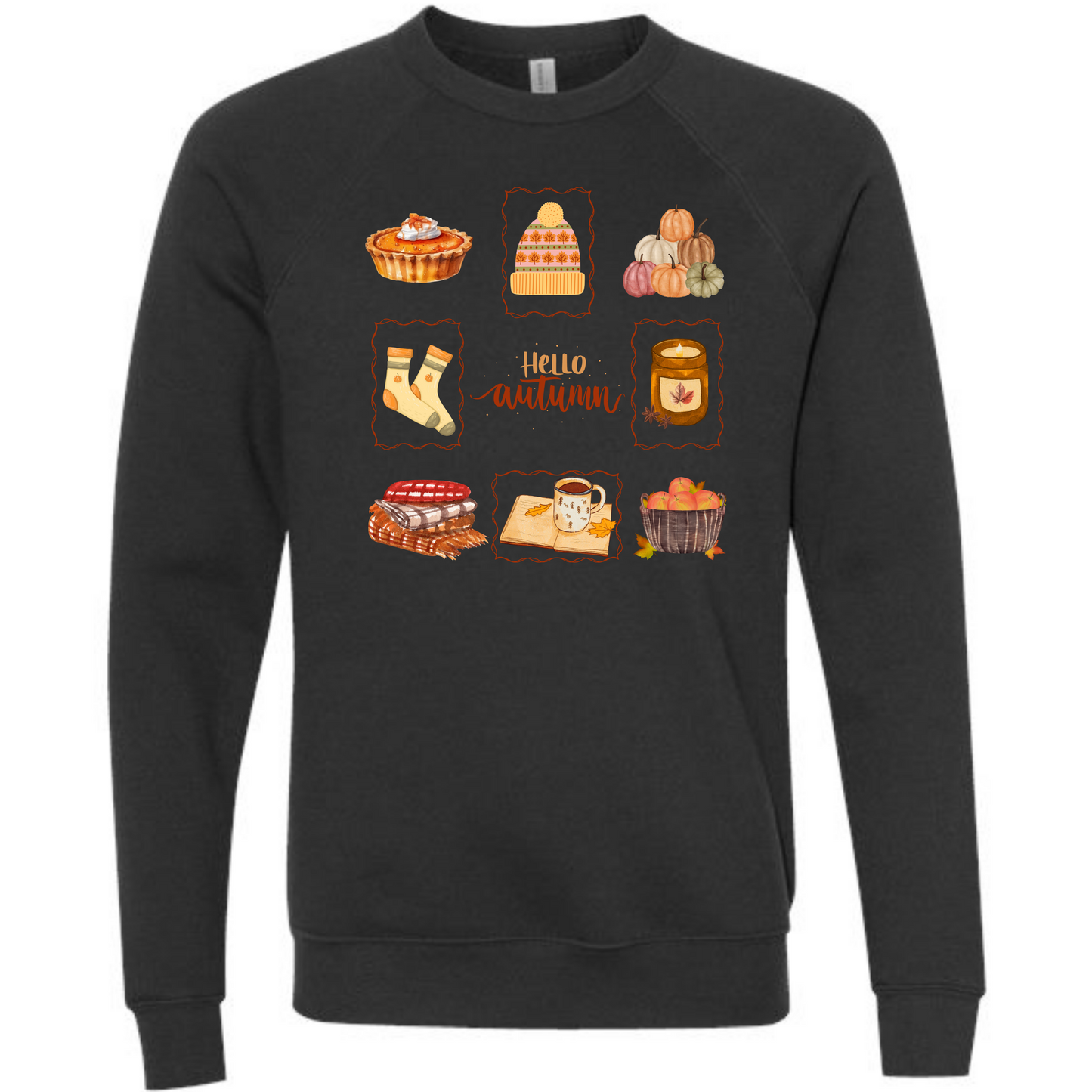 Hello Autumn - Sponge Fleece Raglan Sweatshirt - Greens, Neutrals