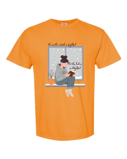 The Weather Outside is Frightful - Comfort Colors - Heavyweight Unisex Tee - Yellows, Oranges