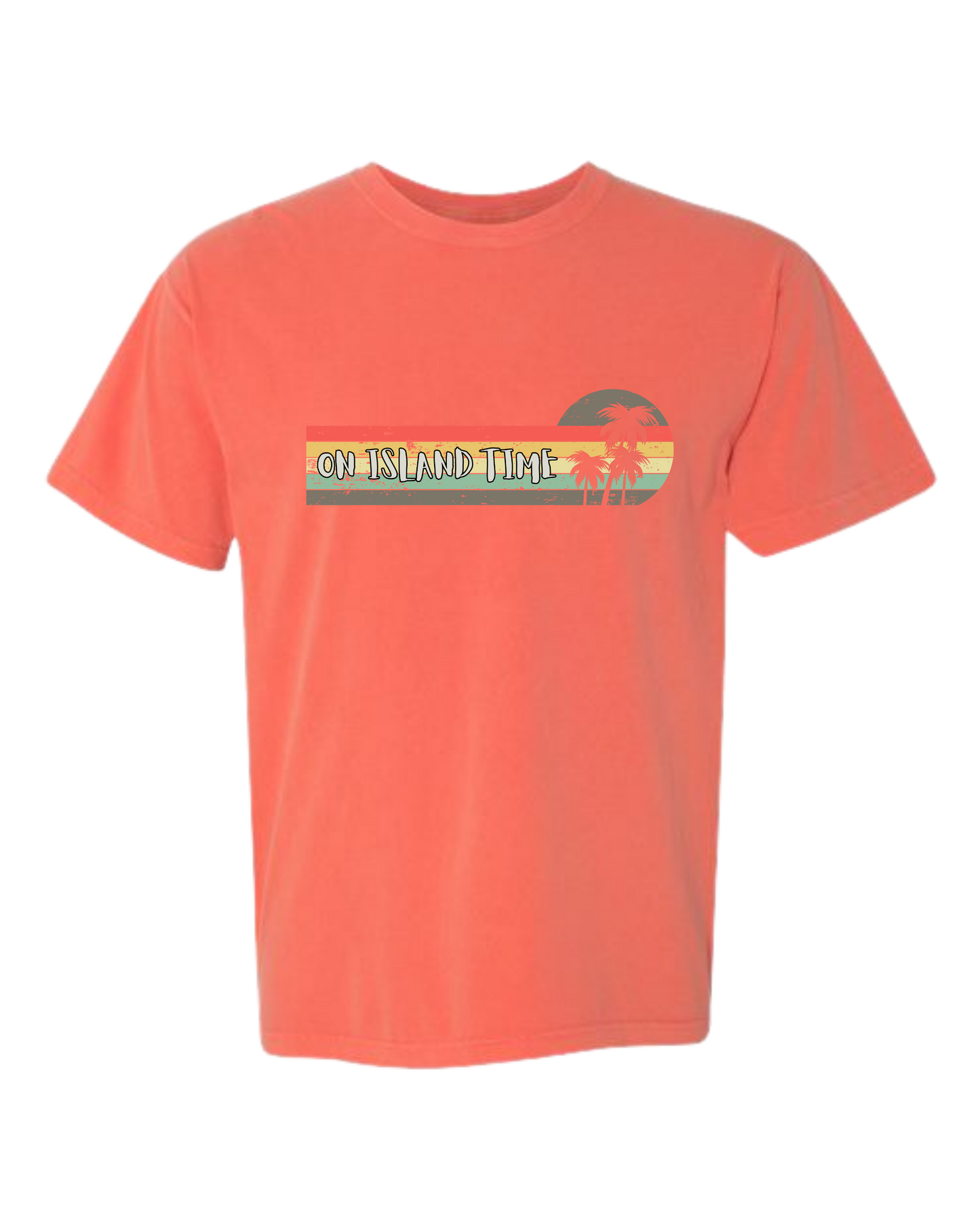 On Island Time - Comfort Colors - Heavyweight Unisex Tee - Yellows, Oranges, Reds