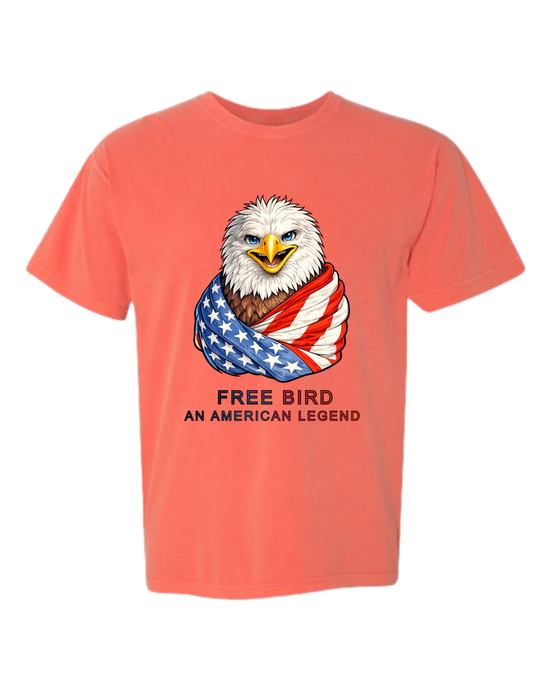 Free Bird An American Legend - Comfort Colors - Heavyweight Unisex Tee - Yellows, Oranges, Reds