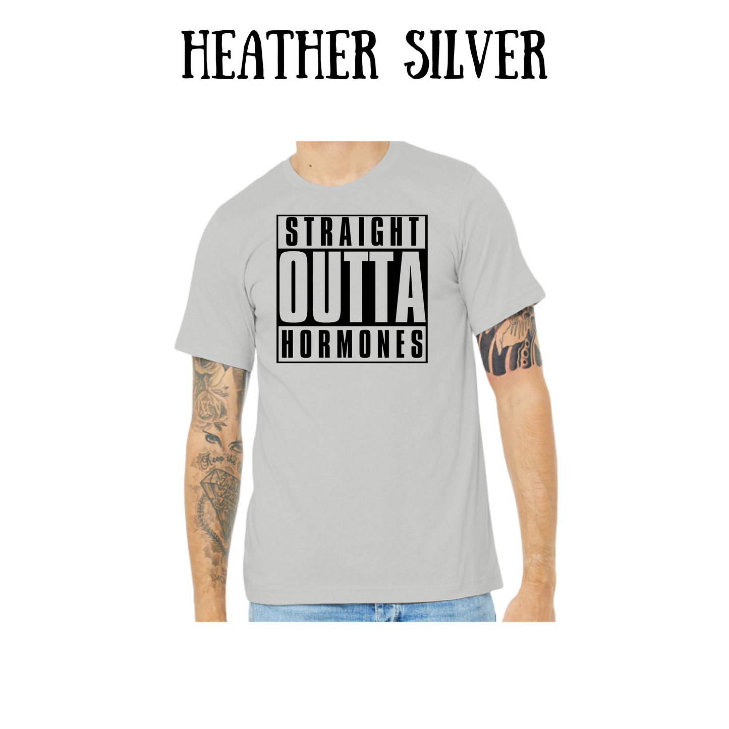 straight outta hormones - unisex tee - pinks, purples, neutrals