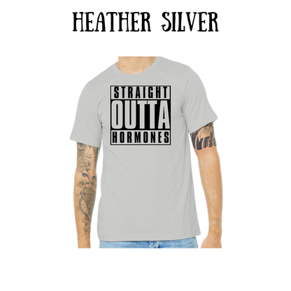 straight outta hormones - unisex tee - pinks, purples, neutrals