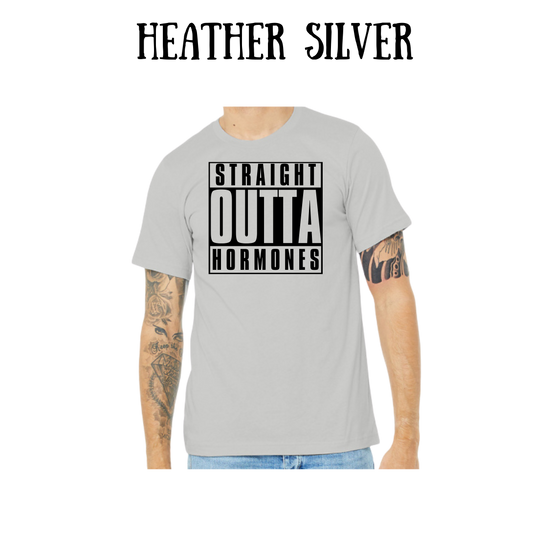 straight outta hormones - unisex tee - pinks, purples, neutrals