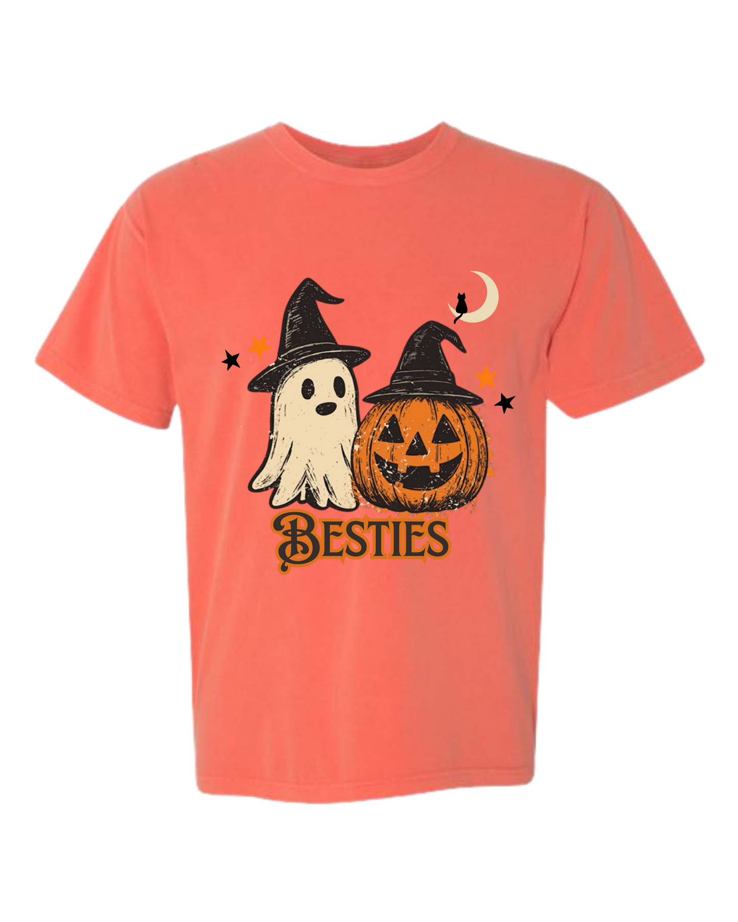 Halloween Besties - Comfort Colors - Heavyweight Unisex Tee - Yellows, Oranges, Reds
