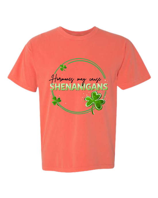 Hormones May Cause Shenanigans - Comfort Colors - Heavyweight Unisex Tee - Yellows, Oranges, Reds