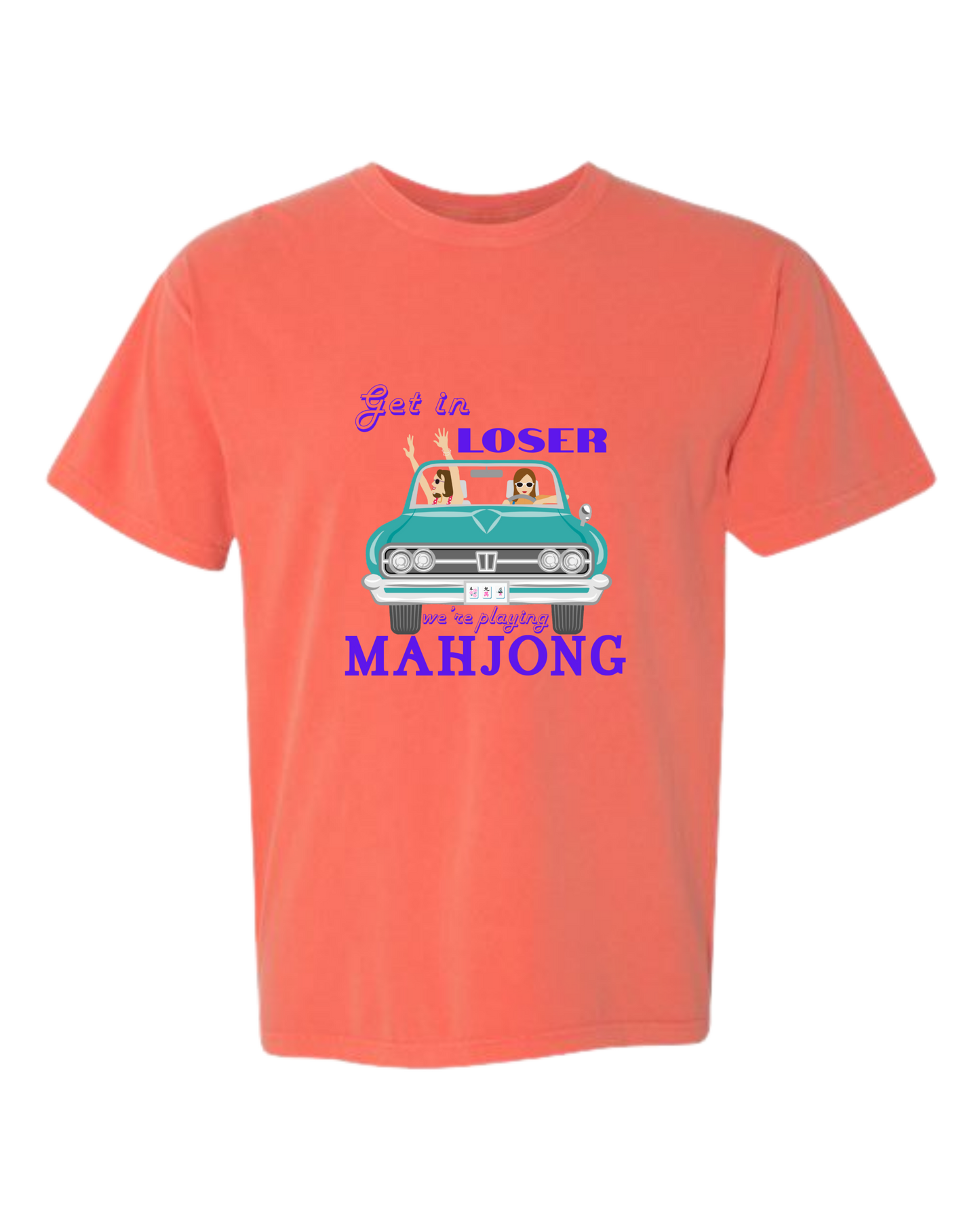 Get in Loser We're Playing Mahjong - Comfort Colors - Heavyweight Unisex Tee - Yellows, Oranges, Reds