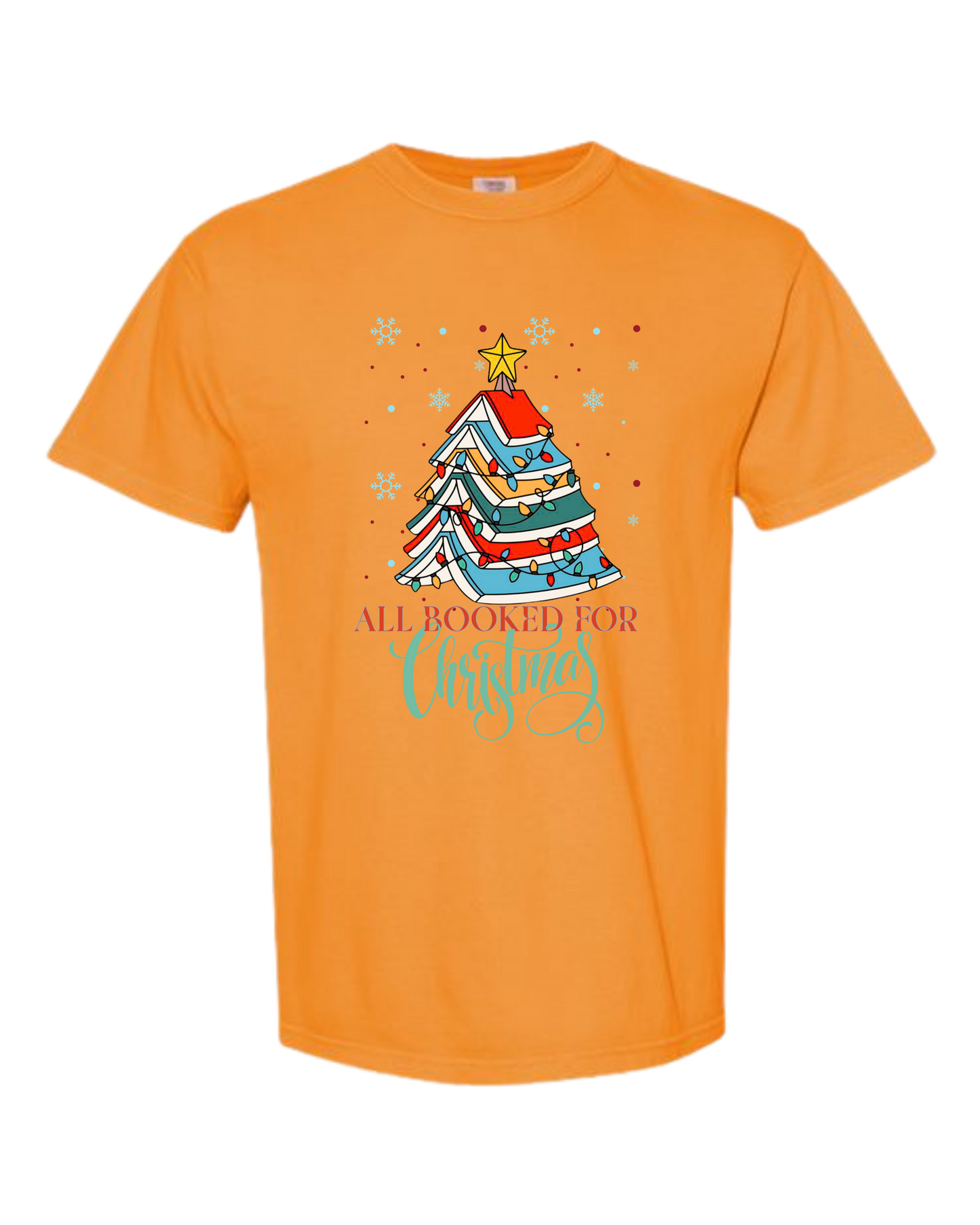 All Booked For Christmas - Comfort Colors - Heavyweight Unisex Tee - Yellows, Oranges