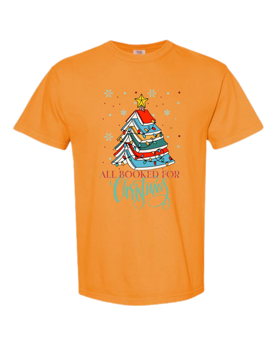 All Booked For Christmas - Comfort Colors - Heavyweight Unisex Tee - Yellows, Oranges