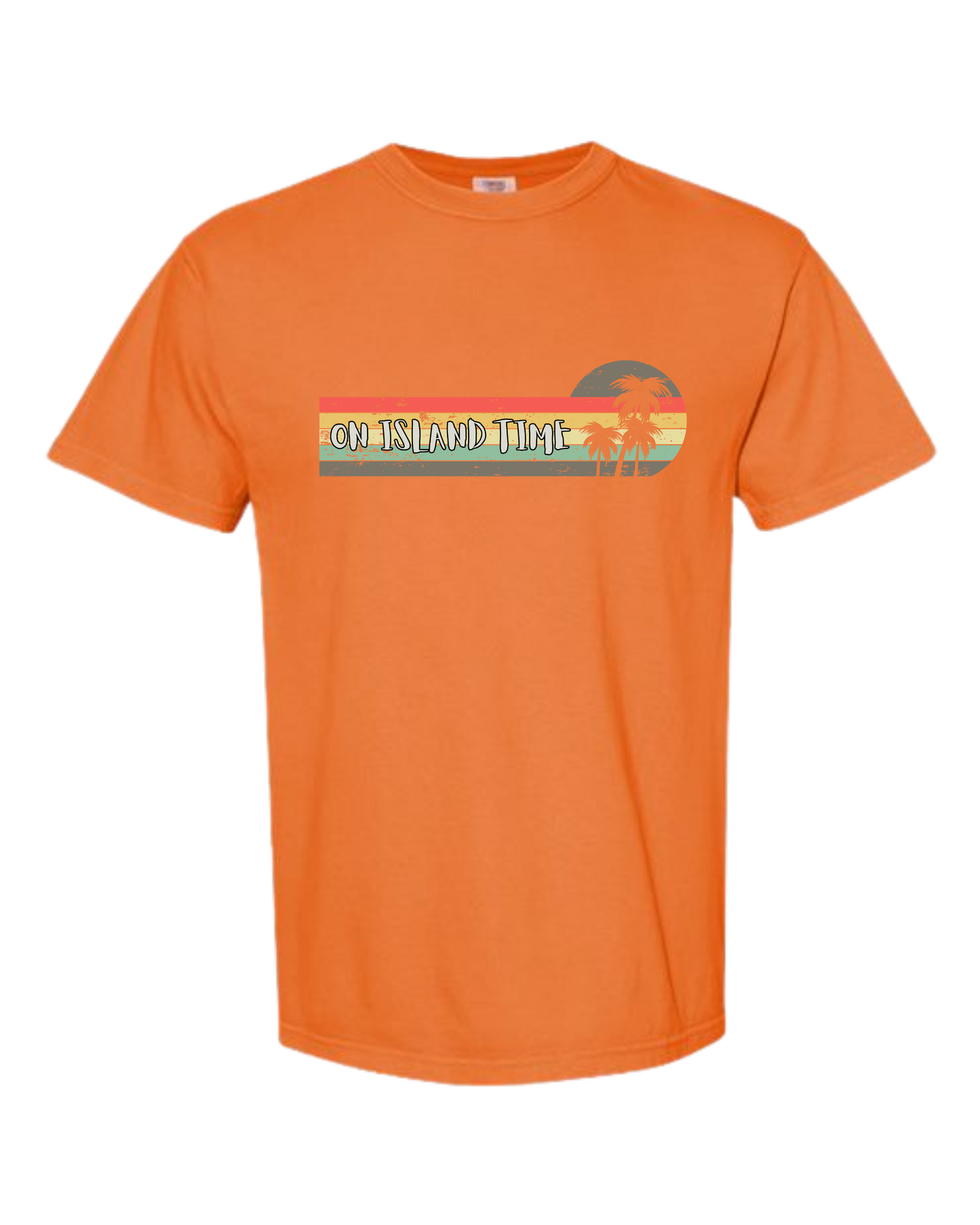 On Island Time - Comfort Colors - Heavyweight Unisex Tee - Yellows, Oranges, Reds