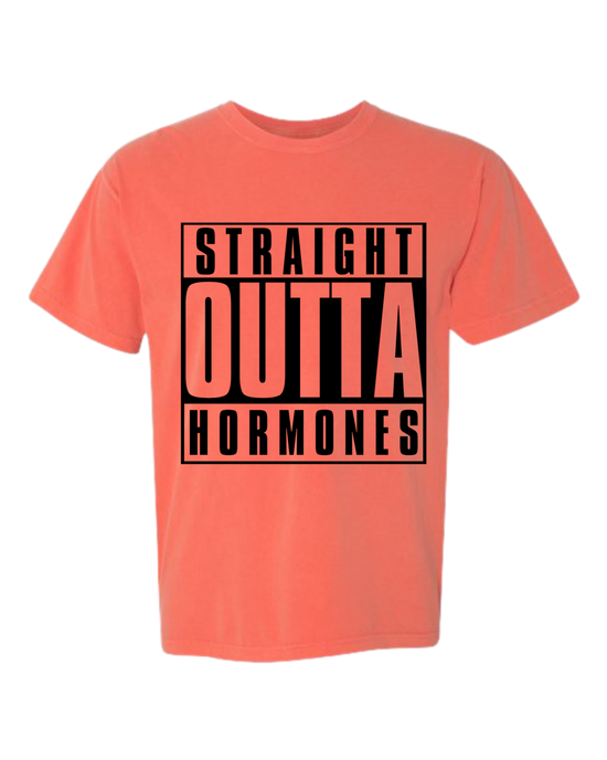Straight Outta Hormones - Comfort Colors - Heavyweight Unisex Tee - Yellows, Oranges, Reds