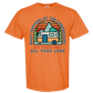 What Happens At The Campground - Comfort Colors - Heavyweight Unisex Tee - Yellows, Oranges, Reds