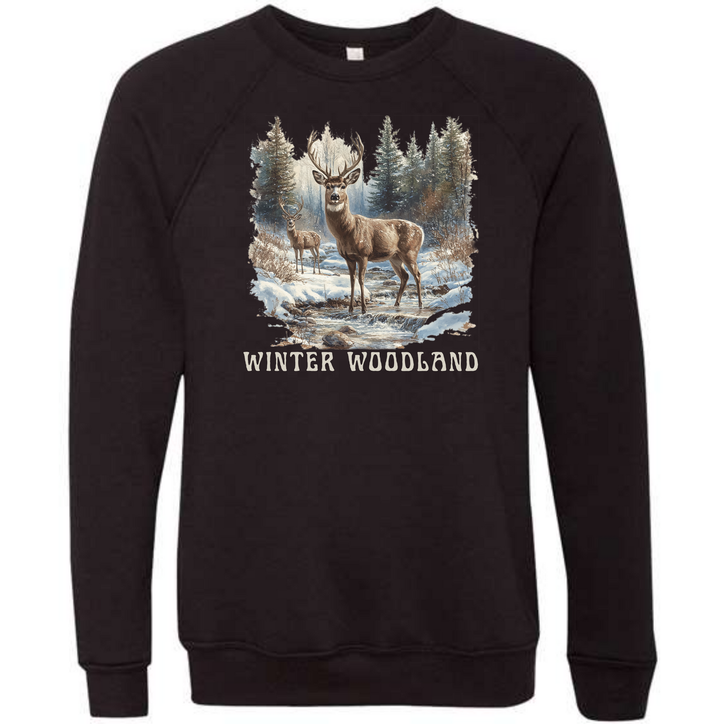 Winter Woodland - Sponge Fleece Raglan Sweatshirt - Greens, Neutrals