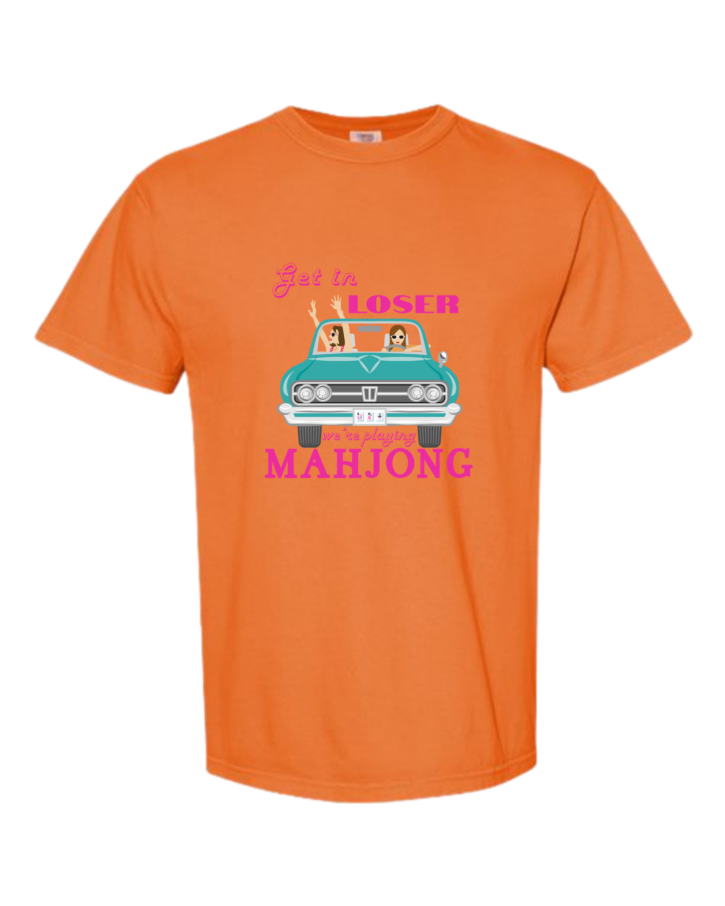 Get in Loser We're Playing Mahjong - Comfort Colors - Heavyweight Unisex Tee - Yellows, Oranges, Reds