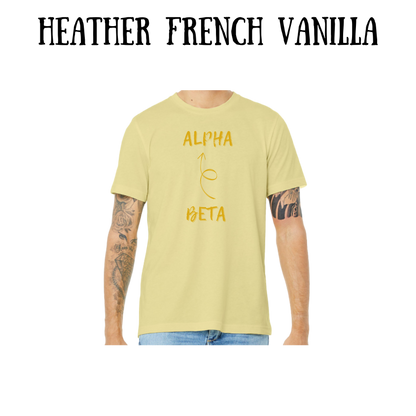 beta to alpha - unisex tee - yellows, oranges, reds