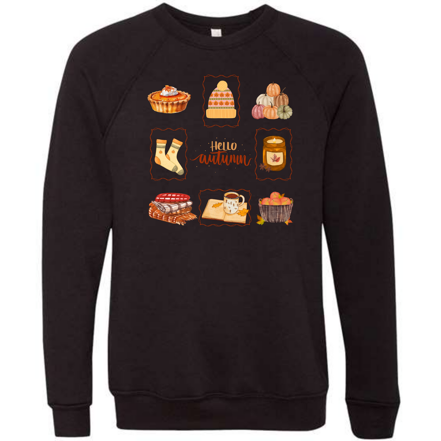 Hello Autumn - Sponge Fleece Raglan Sweatshirt - Greens, Neutrals