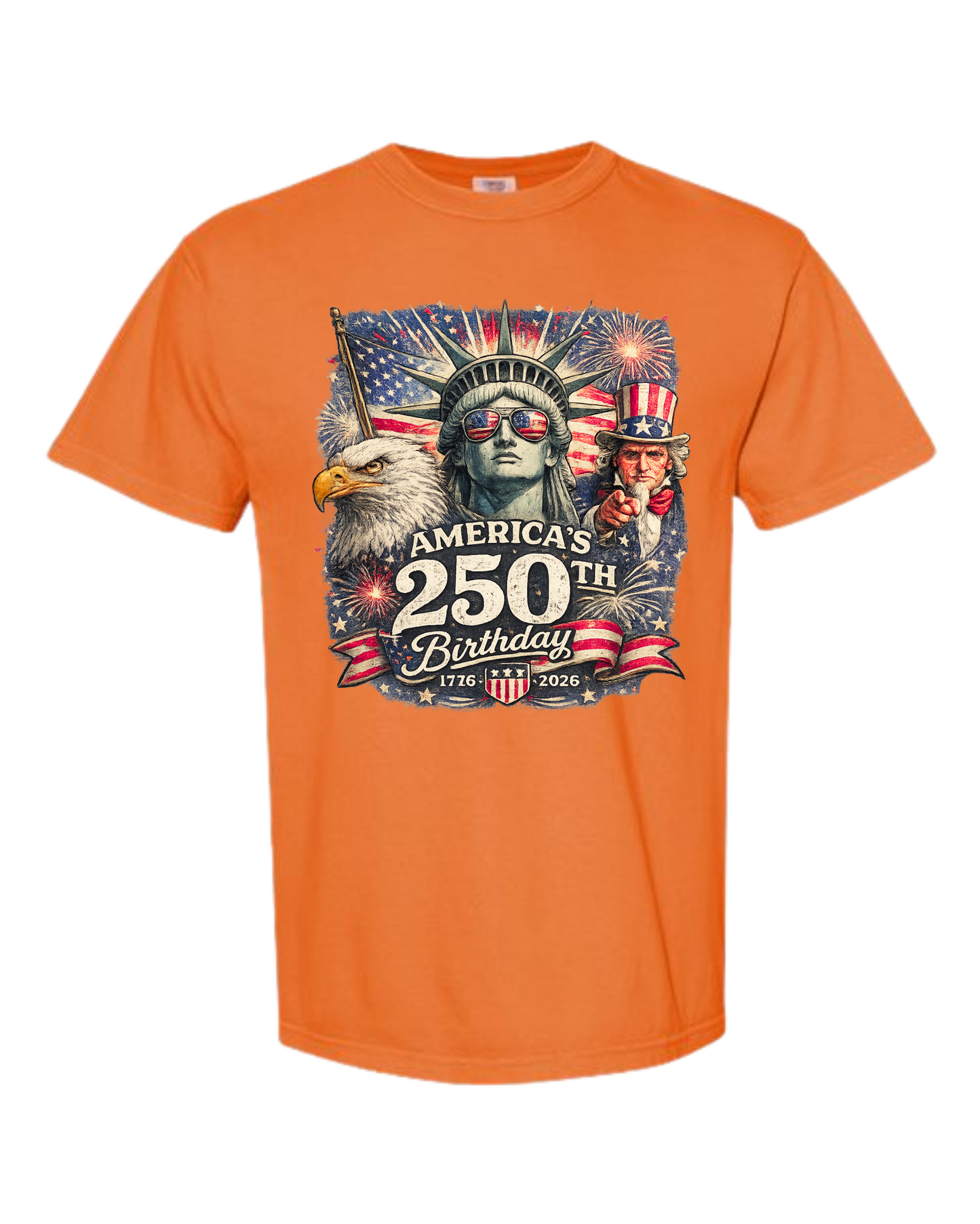 America's 250th Birthday - Comfort Colors - Heavyweight Unisex Tee - Yellows, Oranges, Reds
