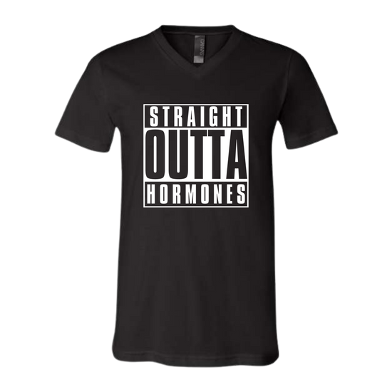 Straight Outta Hormones - Bella+Canvas - Unisex V-Neck - Neutral Colors