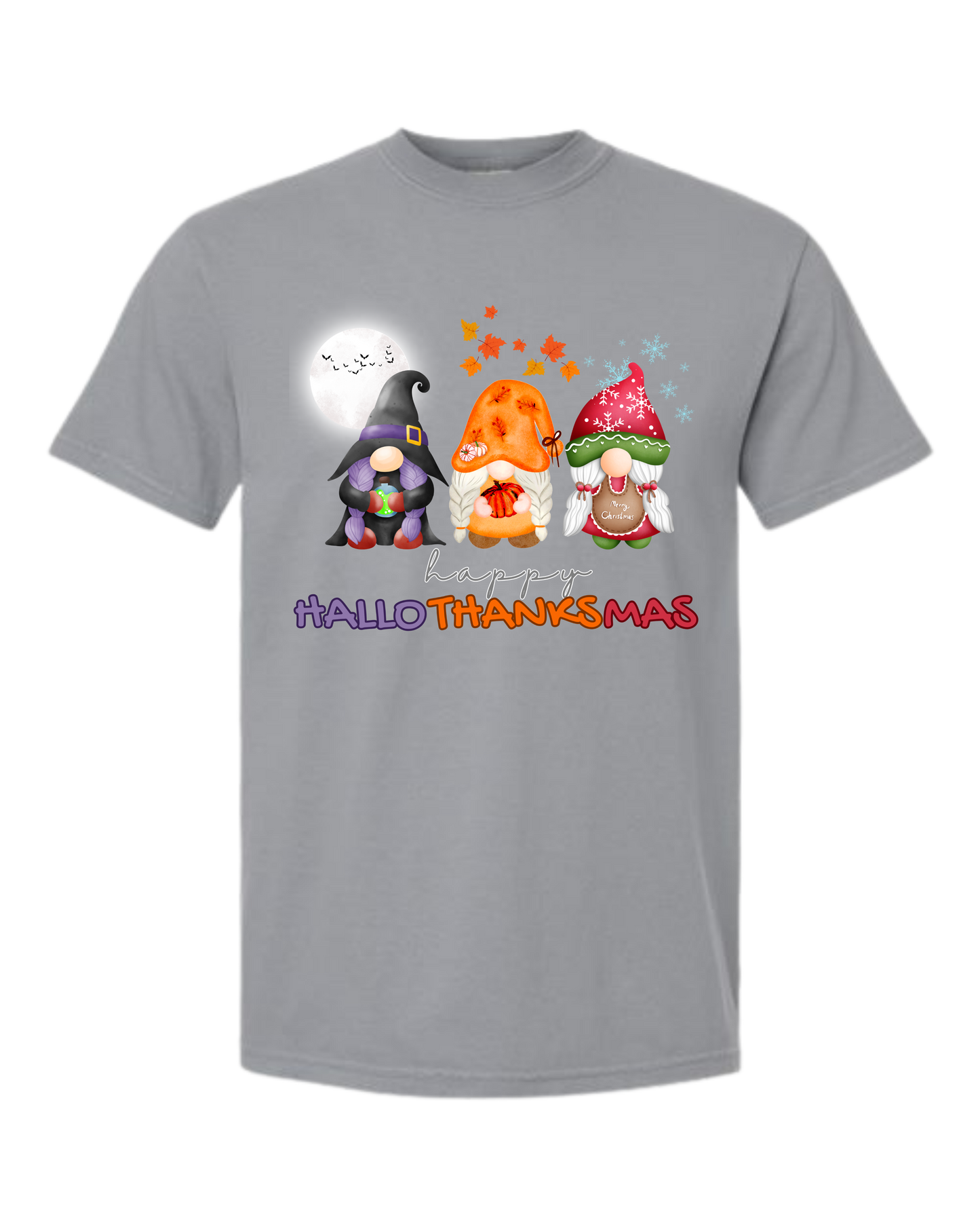 Happy HalloThanksMas Gnomes- Comfort Colors - Heavyweight Unisex Tee - Neutrals