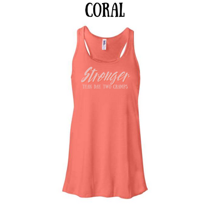 stronger than day two cramps - women's flowy racerback tank