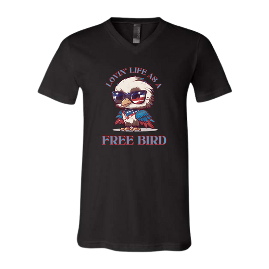 Lovin' Life as a Free Bird - Bella+Canvas - Unisex V-Neck - Neutral Colors