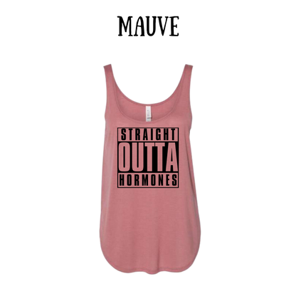 straight outta hormones - women's flowy tank