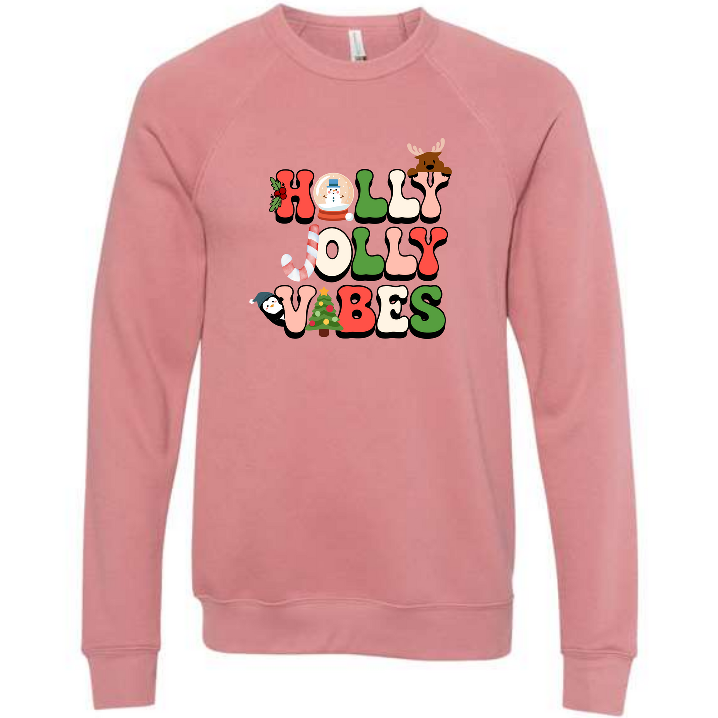 Holly Jolly Vibes - Sponge Fleece Raglan Sweatshirt - Assorted Colors