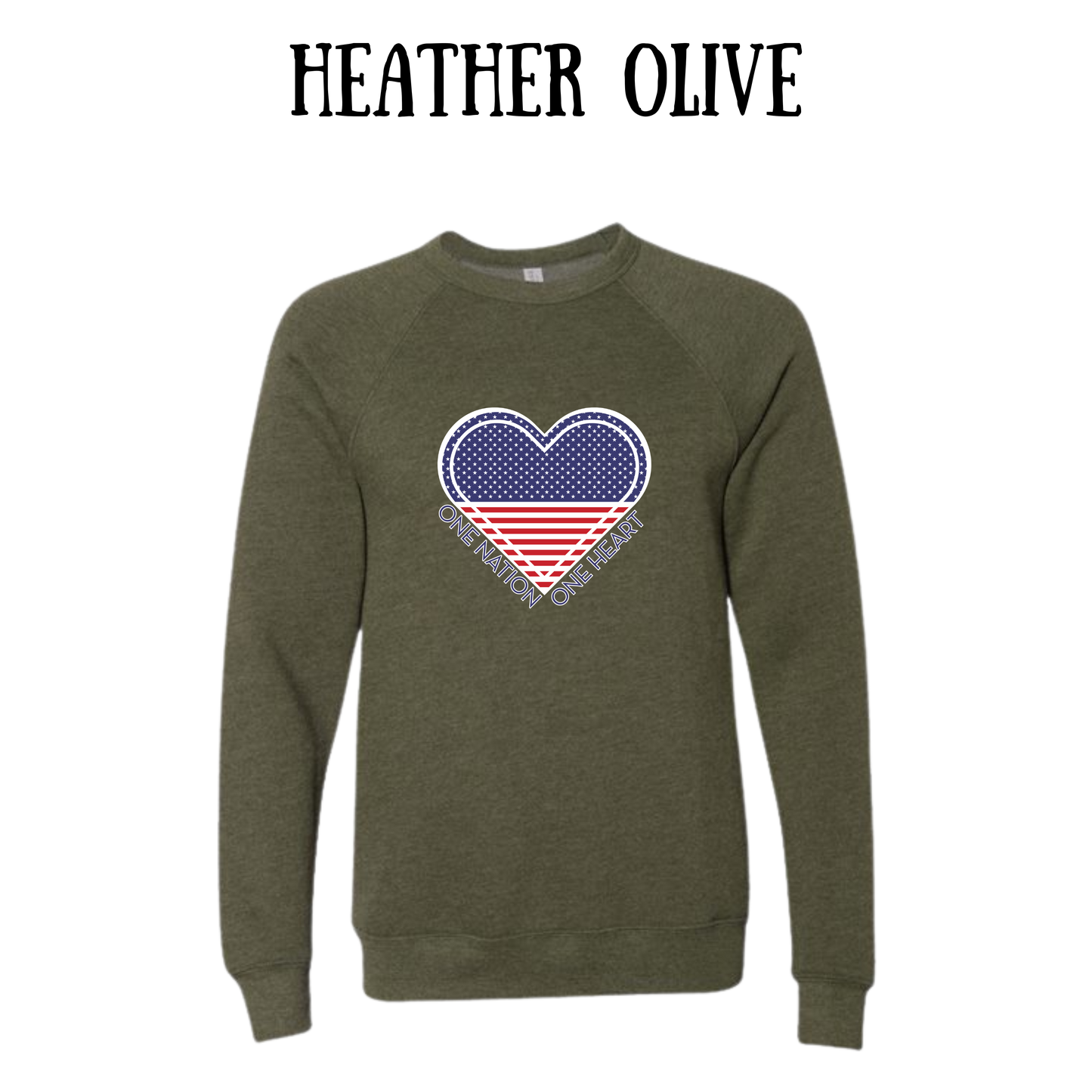 PP - One Nation One Heart - Sponge Fleece Raglan Sweatshirt - Greens, Neutrals