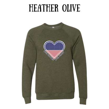 PP - One Nation One Heart - Sponge Fleece Raglan Sweatshirt - Greens, Neutrals