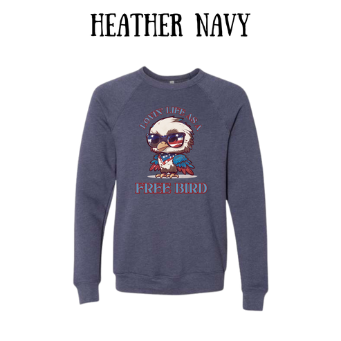 PP - Lovin' Life As A Free Bird - Sponge Fleece Raglan Sweatshirt - Blues, Purples