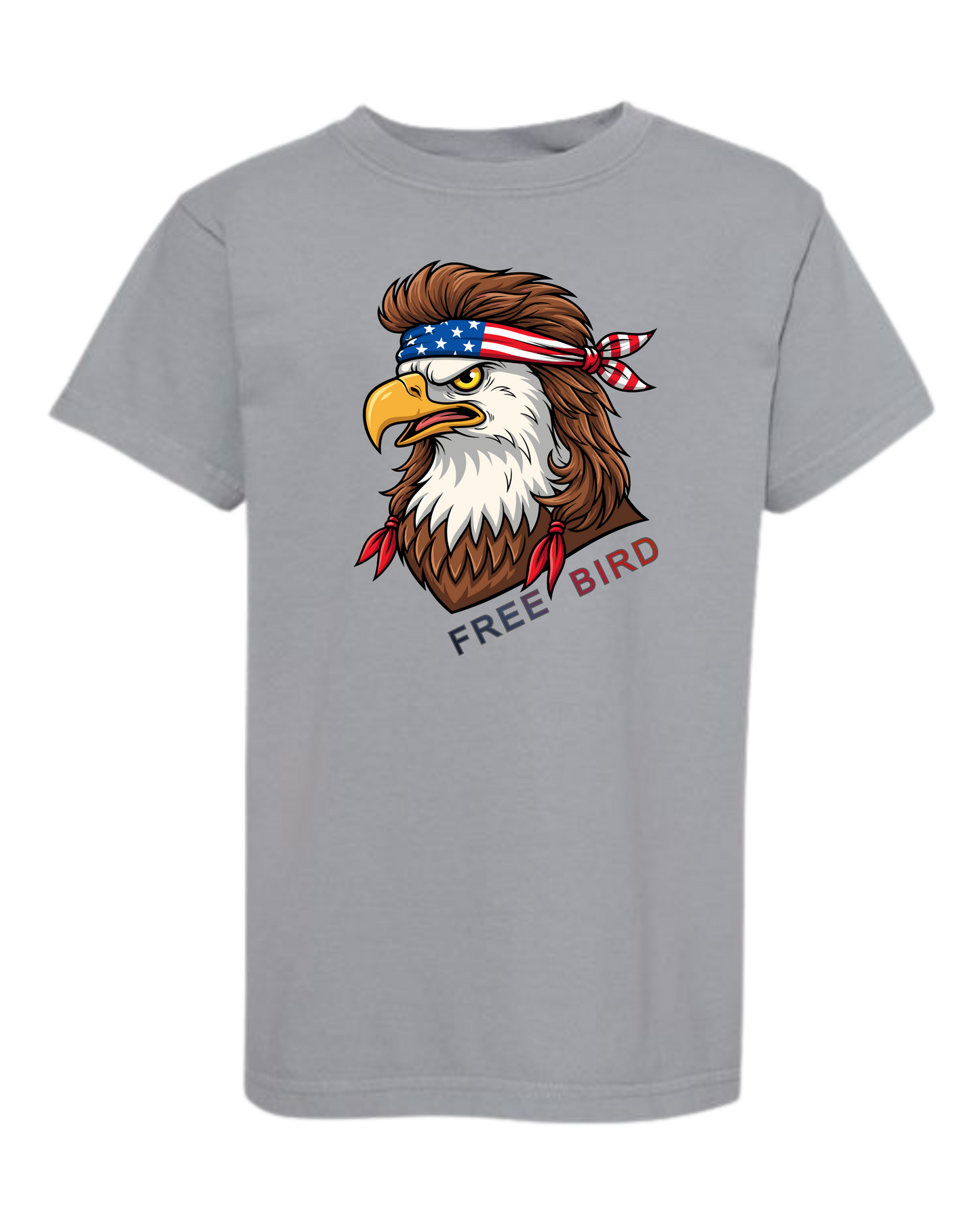 Rockin Free Bird - Comfort Colors - Heavyweight Youth Tee - Neutral Colors & Blues