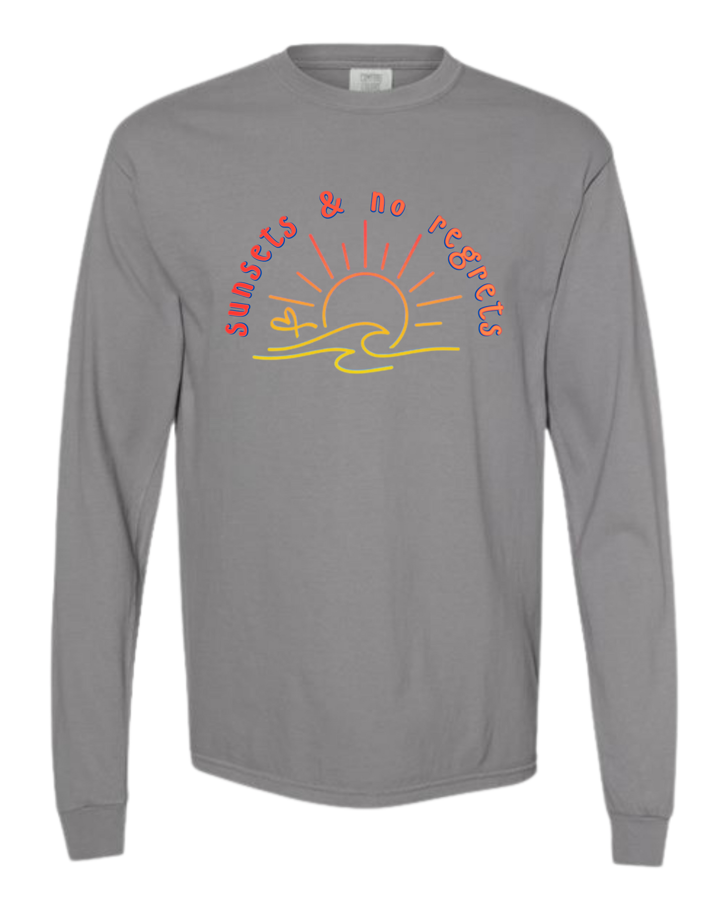 Sunsets & No Regrets - Comfort Colors - Heavyweight Long Sleeve Tee - Neutral Colors