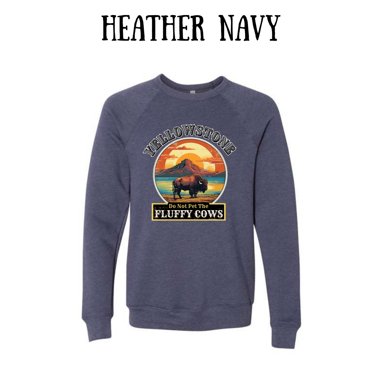 CP - Yellowstone: Fluffy Cows - Sponge Fleece Raglan Sweatshirt - Blues, Purples