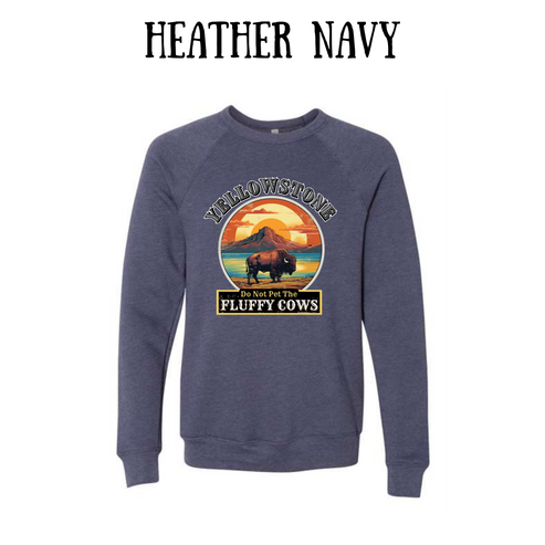 CP - Yellowstone: Fluffy Cows - Sponge Fleece Raglan Sweatshirt - Blues, Purples