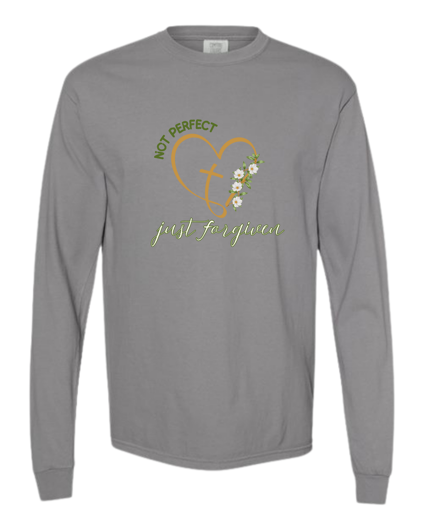 Not Perfect Just Forgiven - Comfort Colors - Heavyweight Long Sleeve Tee - Neutral Colors