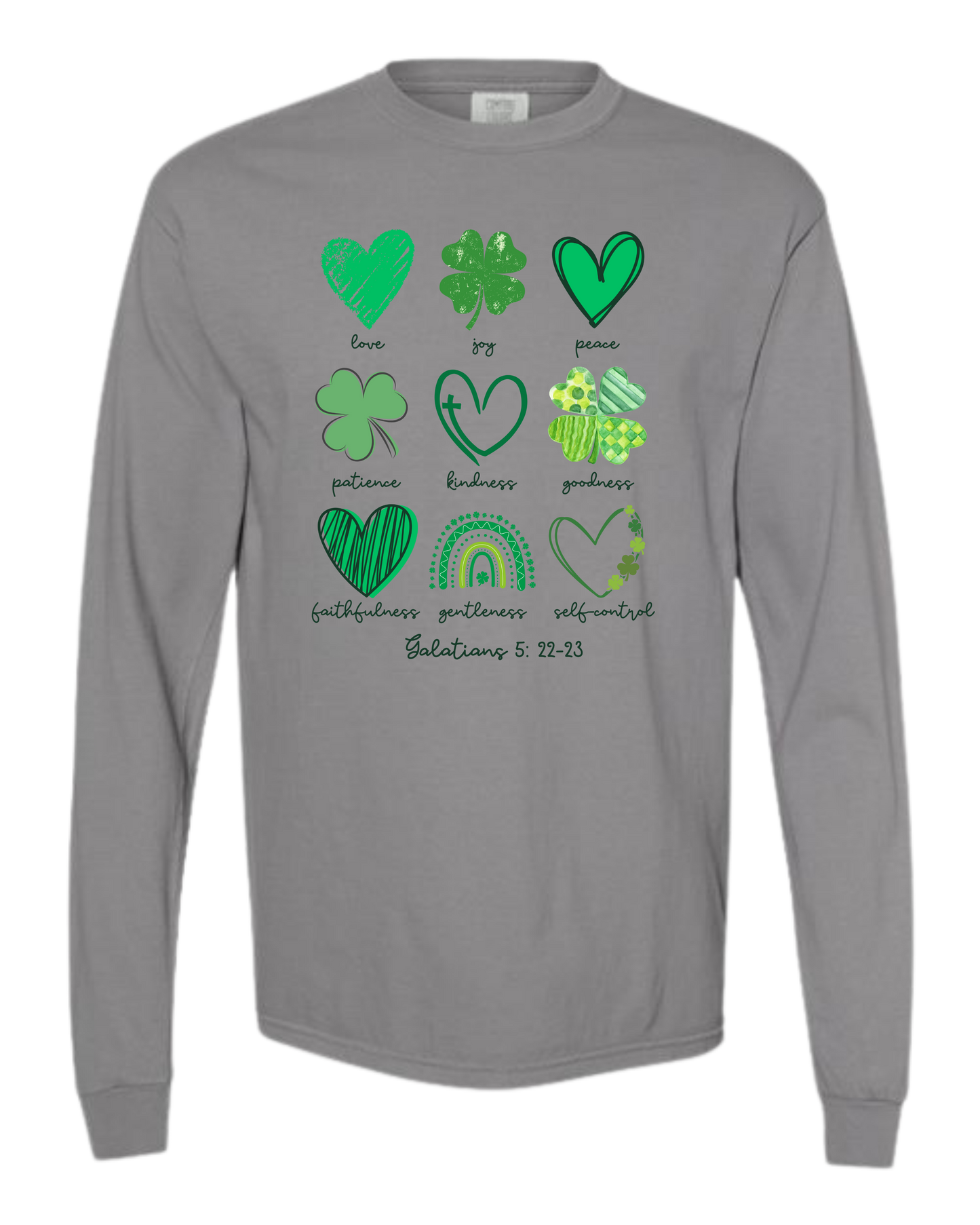 Galatians 5 - St Patrick's Day - Comfort Colors - Heavyweight Long Sleeve Tee - Neutral Colors