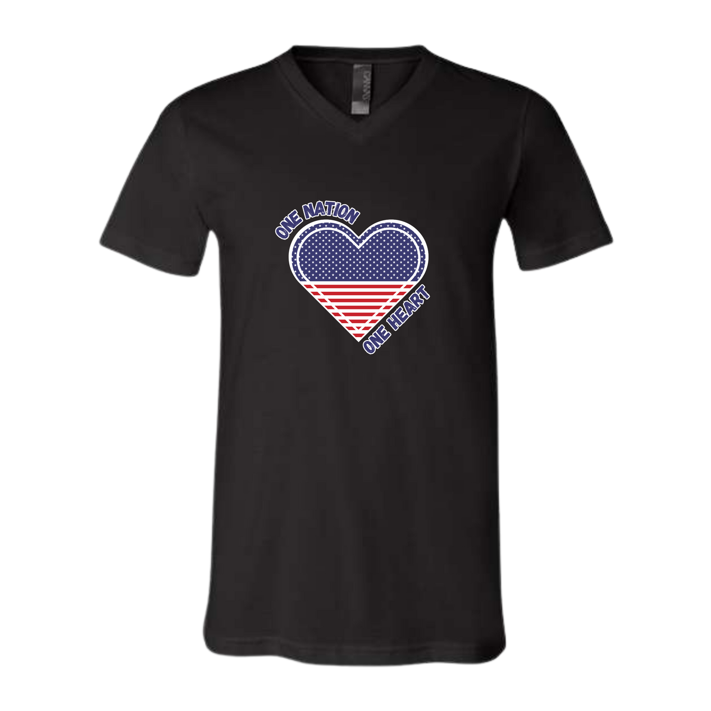 One Nation One Heart - Bella+Canvas - Unisex V-Neck - Neutral Colors