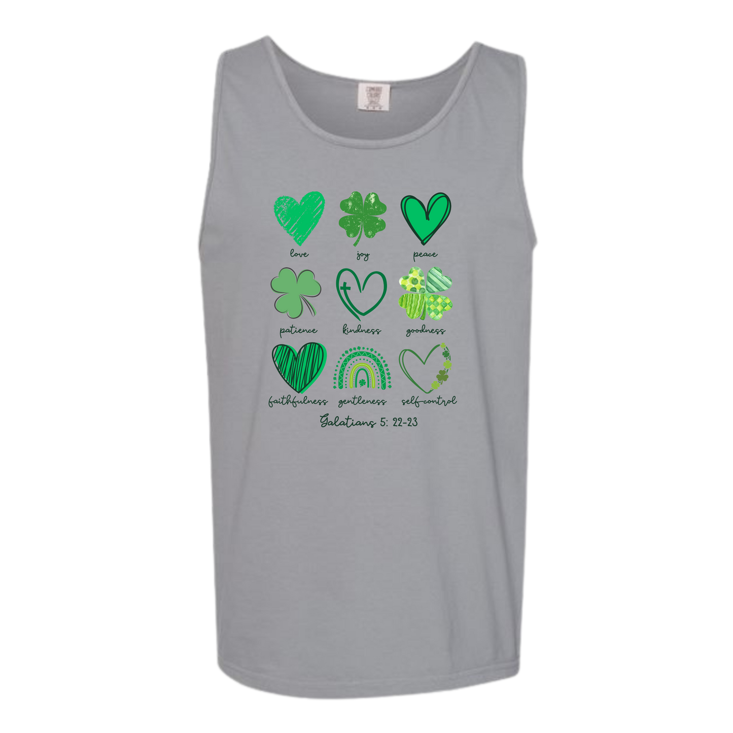 Galatians 5 - St Patrick's Day - Comfort Colors - Unisex Tank - Neutral Colors & Blues