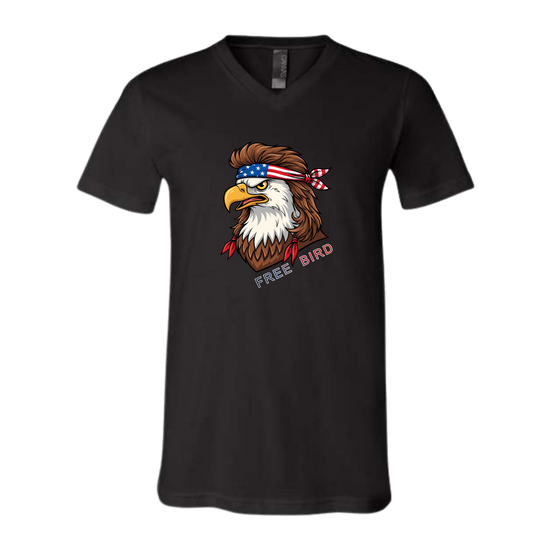Rockin Free Bird - Bella+Canvas - Unisex V-Neck - Neutral Colors