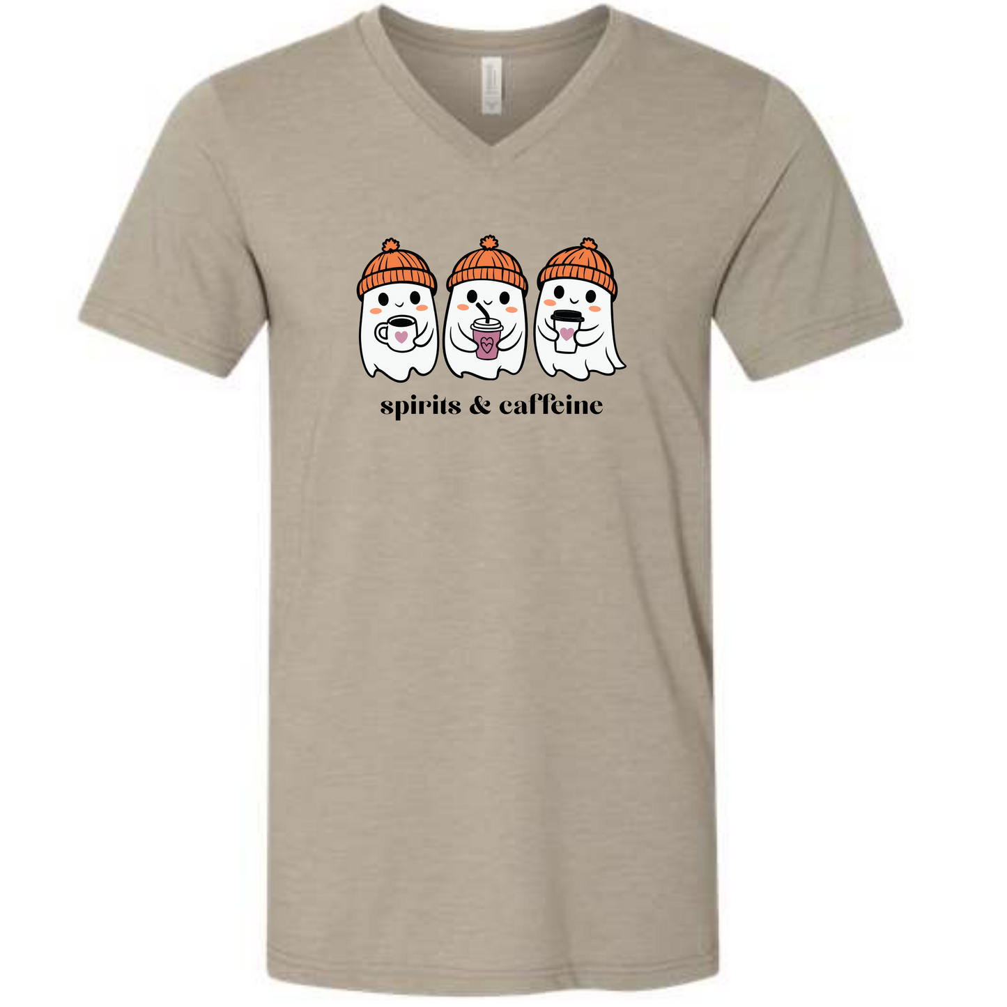 Spirits & Caffeine - Unisex V-Neck - Neutral Colors
