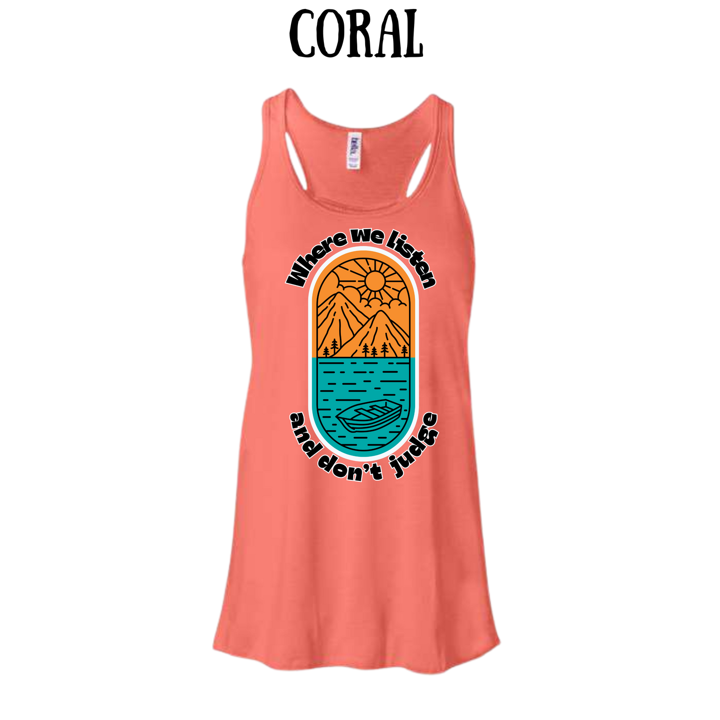 CP - Where We Listen and Don't Judge - Women's Flowy Racerback Tank