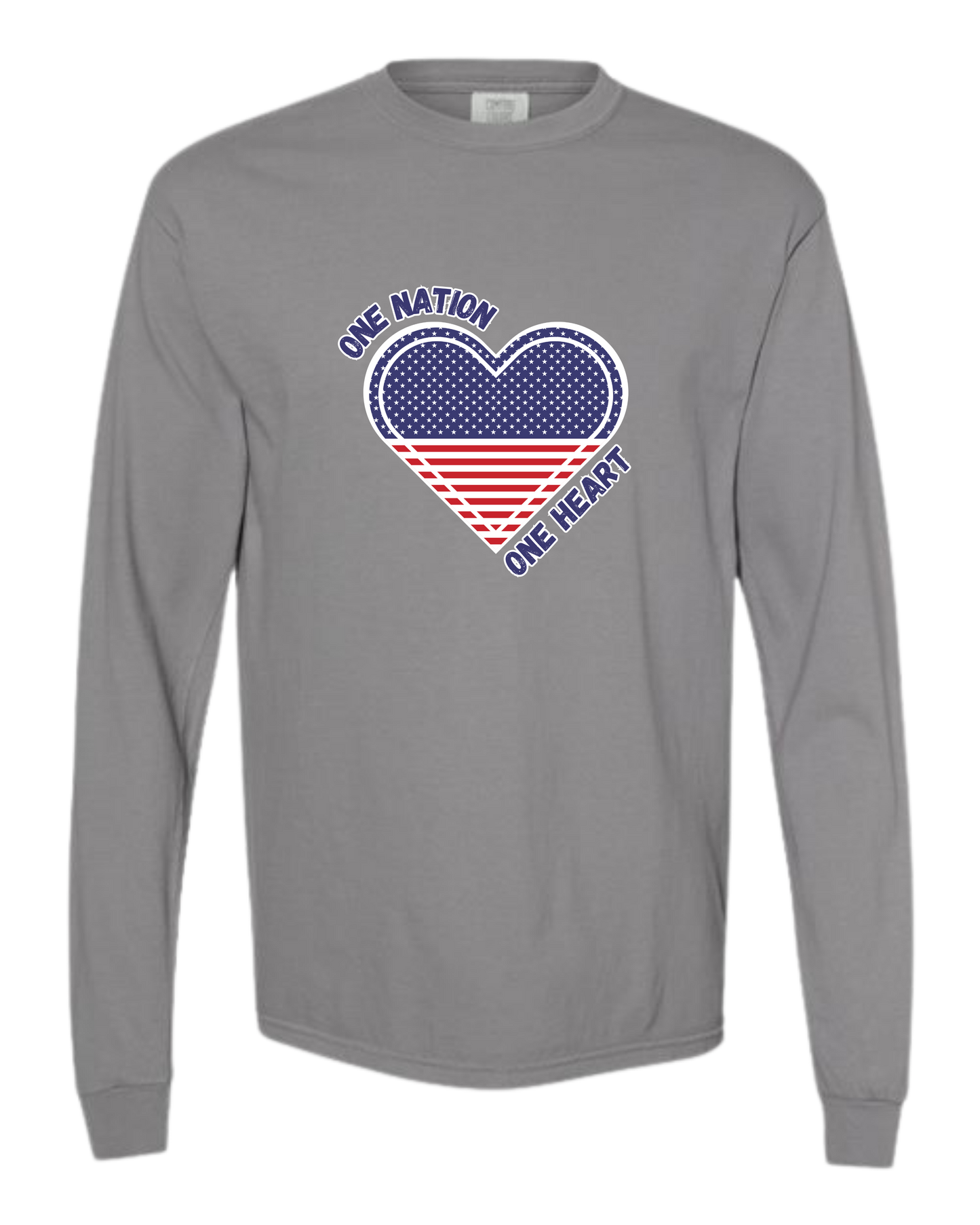 One Nation One Heart - Comfort Colors - Heavyweight Long Sleeve Tee - Neutral Colors