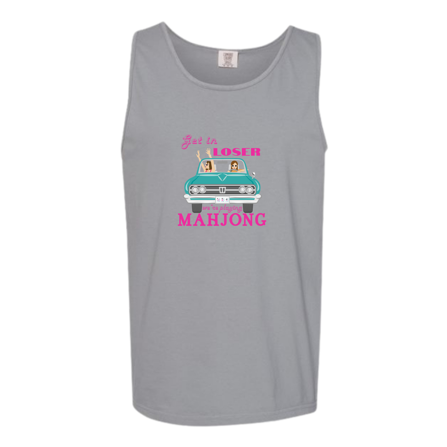 Get in Loser We're Playing Mahjong - Comfort Colors - Unisex Tank - Neutral Colors & Blues