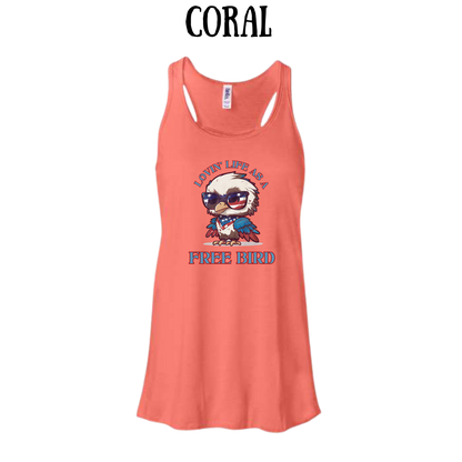 PP - Lovin' Life As A Free Bird - Women's Flowy Racerback Tank